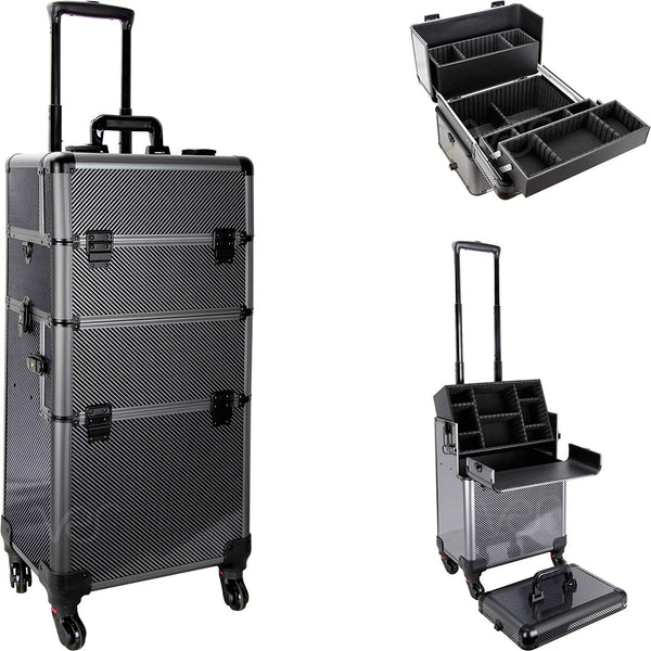 3-in-1 Professional 4 Removable Wheels Rolling Aluminum Art Craft Supplies Makeup Tattoo Artist Tool