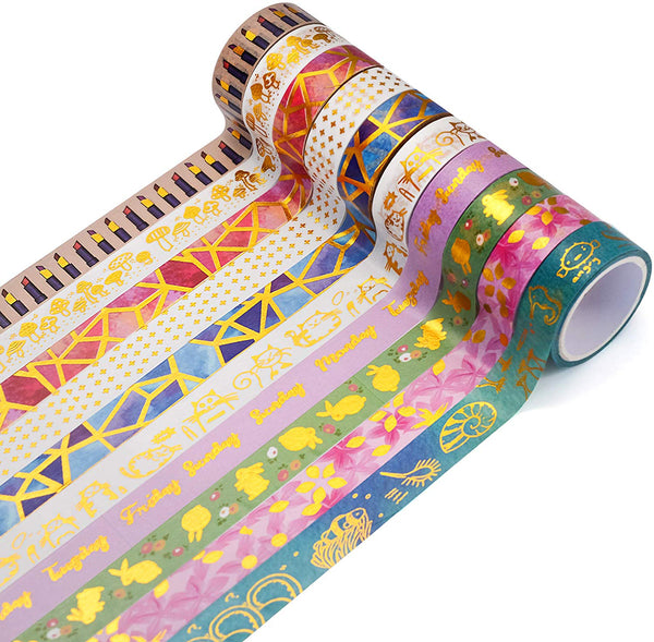 30 Rolls Gold Foil Washi Tape - 15mm Wide Japanese Masking Tape for Scrapbook, Bullet Journal, Planner, Arts & Crafts