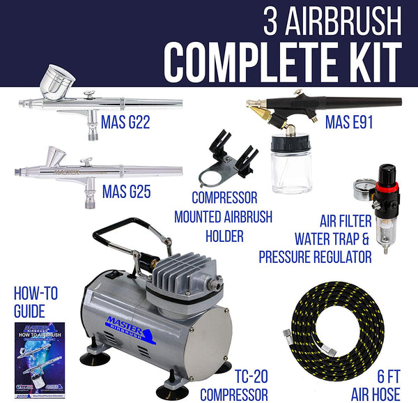 3 Airbrush Professional Master Airbrush Multi-Purpose Airbrushing System Kit