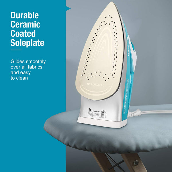 BEAUTURAL 1800 Watt Steam Iron for Clothes with Precision Thermostat Dial, Double Layered and Ceramic