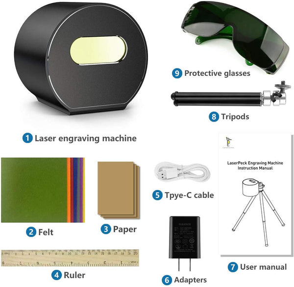 Compact Laser Engraver, Mini Handheld Laser Etcher Printer Cutter Home Desktop Laser Engraving Etching Machine with Protective Goggles
