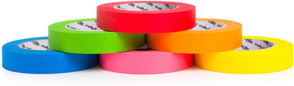 Craftzilla Colored Masking Tape - 6 Pack of 1 inch x 60yd Extra Large Rolls