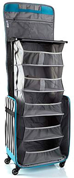 Debbee Flip 'N Pack Expandable Rolling Craft Storage Case Black White Striped