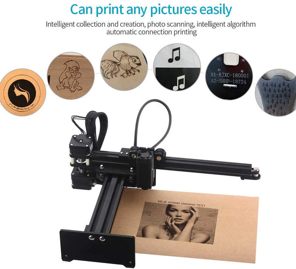Desktop Laser Engraver, KKmoon 3500mw Portable Engraving Machine Mini Carver for DIY, Art Craft,La-ser Logo Mark Printer