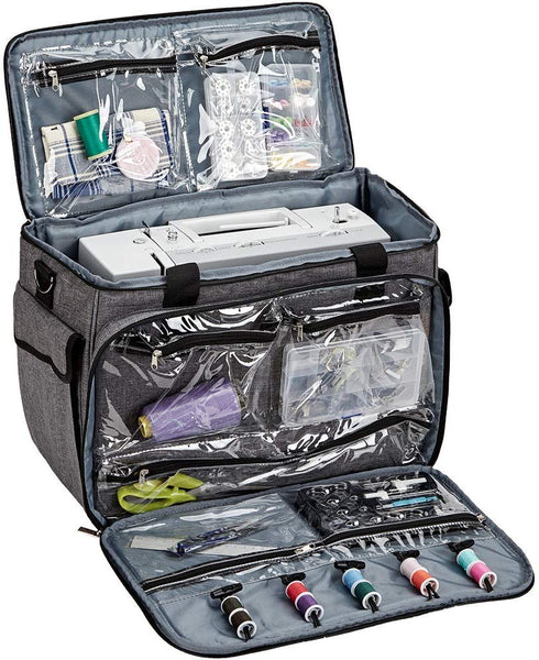 HOMEST Sewing Machine Carrying Case with Multiple Storage Pockets, Universal Tote Bag with Shoulder