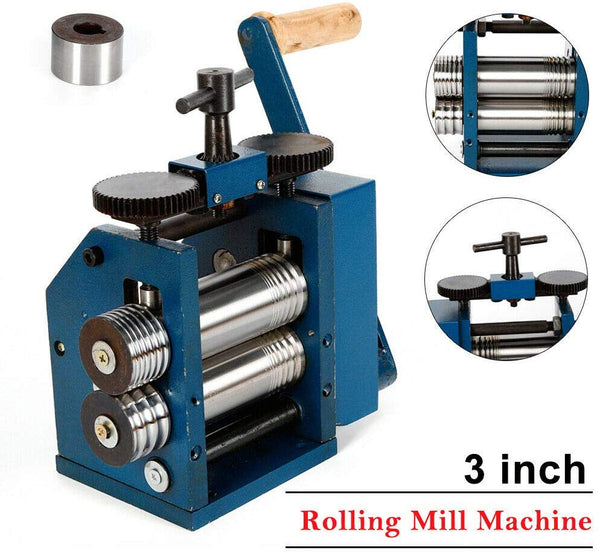 Manual Rolling Mill Machine Jewelry Combination Rolling Mill Press Tabletting Roller Wire Flat Pattern Sheet Metal Jewelry Marking DIY Tools