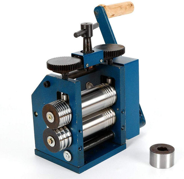 Manual Rolling Mill Machine Jewelry Combination Rolling Mill Press Tabletting Roller Wire Flat Pattern Sheet Metal Jewelry Marking DIY Tools