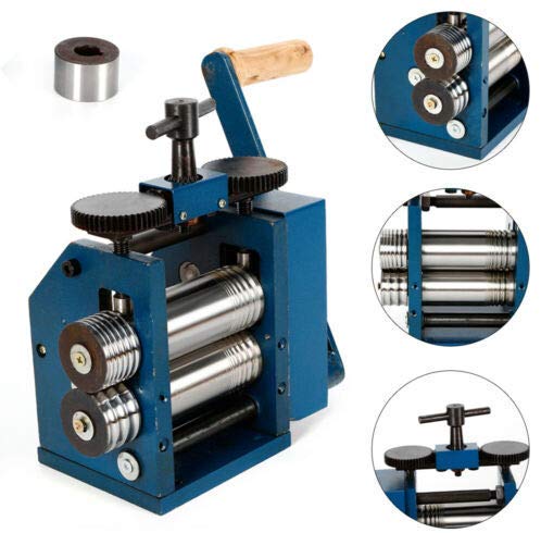 Manual Rolling Mill Machine Jewelry Combination Rolling Mill Press Tabletting Roller Wire Flat Pattern Sheet Metal Jewelry Marking DIY Tools