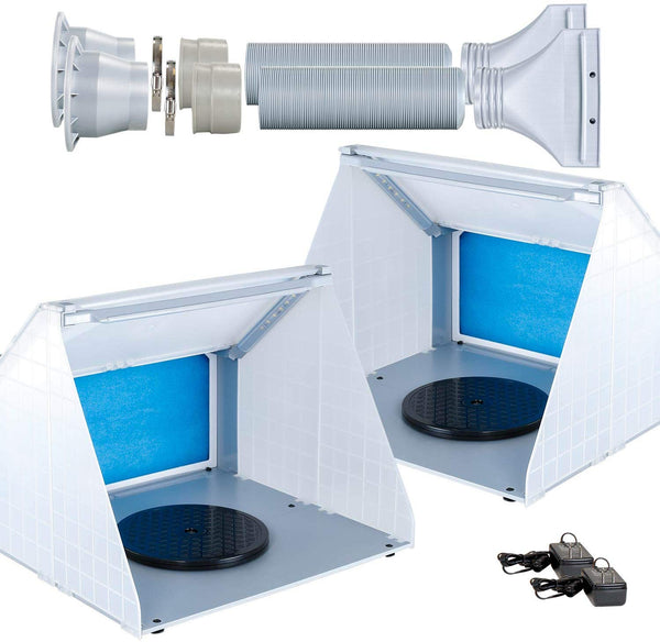 Master Airbrush Dual Unit Lighted Portable Hobby Airbrush Spray Booth with LED