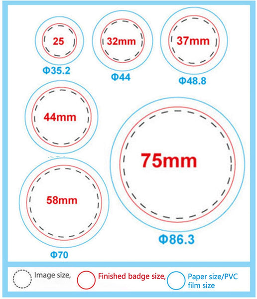 Mophorn Button Maker Button Maker Machine Button Badge Maker 1 Inch 25mm Aluminum Frame 500 Parts Circle Cutter (500pcs 1inch)