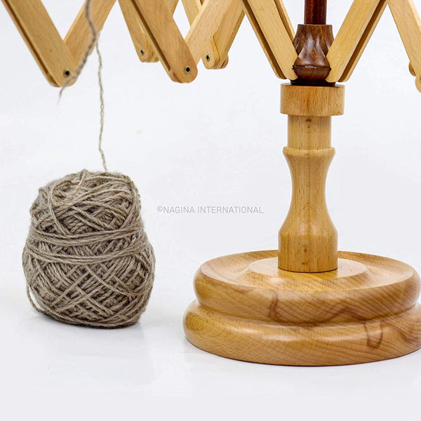 Nagina International's Yarn Swift Umbrella Table Top Yarn Winder | Hand Operated Ball Winder Holder | Knitting Tool