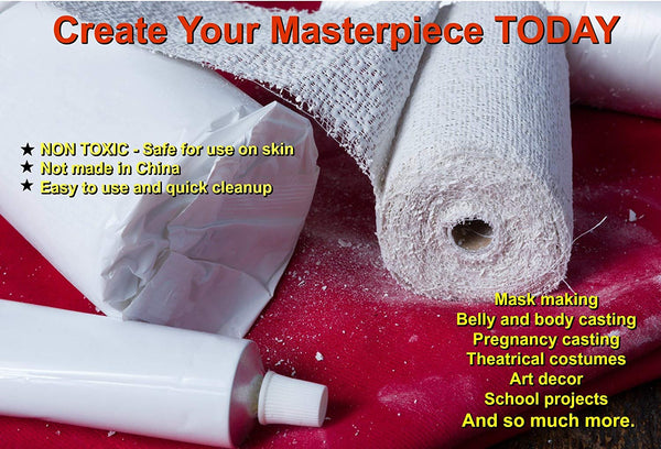 Non Toxic 72 Rolls of Art Plaster Wrap Bandage for Mask Making, Belly Casting, Arts & Craft and More (72 Pack)