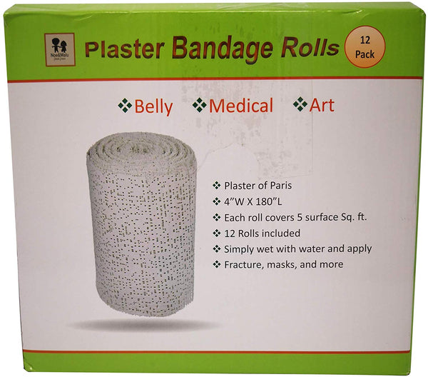 Plaster of Paris Gauze Bandages | Craft Molds for Pregnancy Belly Cast, Paper Mache Sculpture, or Face Wrap | Gypsum Clay Paste - 12 Casting Rolls