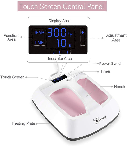 PowerPress HPM-0000-PK Heat Press Machine Portable-Pink,12"x10"