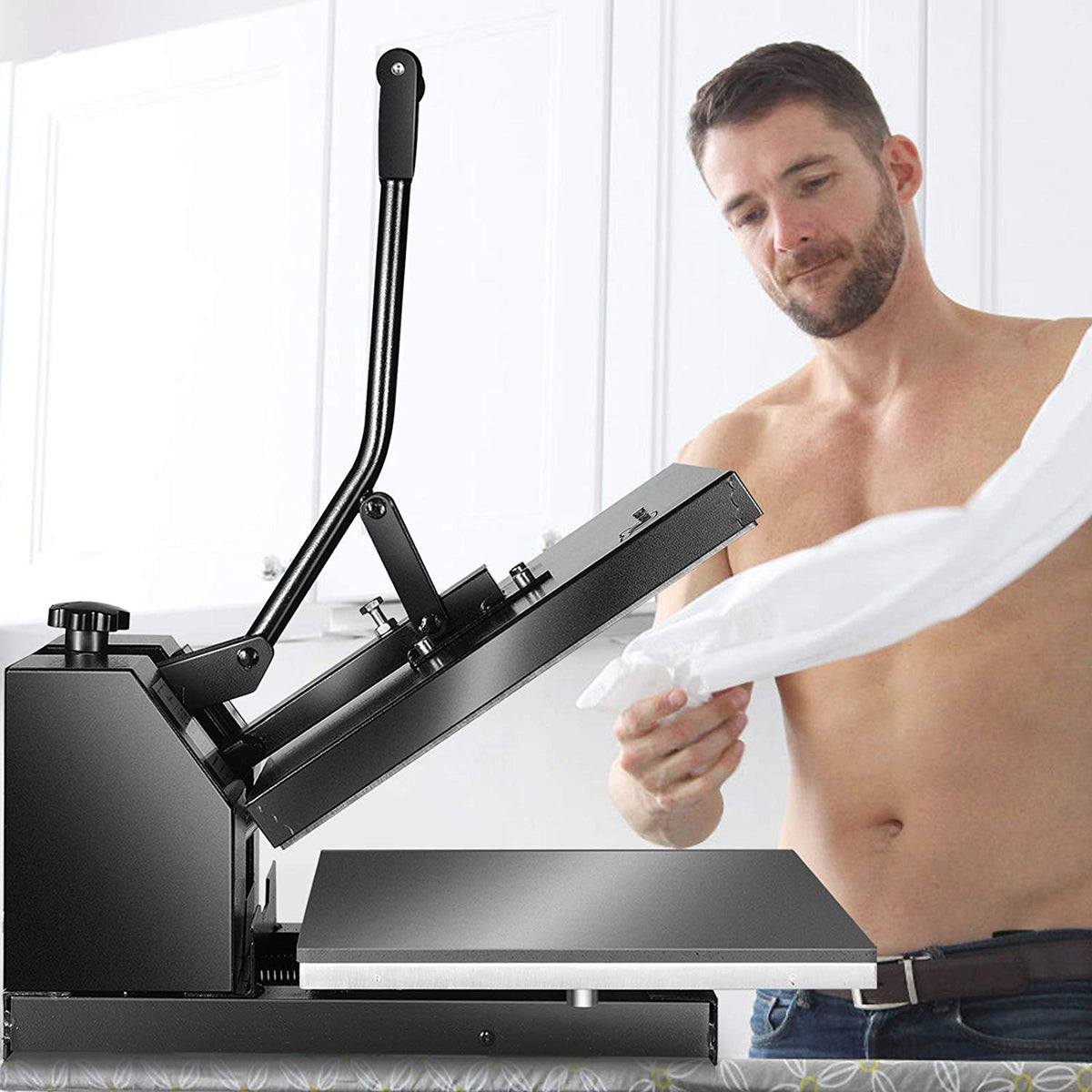 PowerPress - Máquina de prensa de calor para sublimación digital de calidad  industrial para camiseta, 38 x 38 cm, color negro