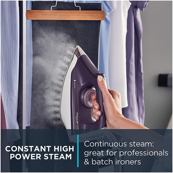 Rowenta DG8520 Perfect Steam 1800-Watt Eco Energy Steam Iron Station Stainless Steel Soleplate, 400-Hole, Purple