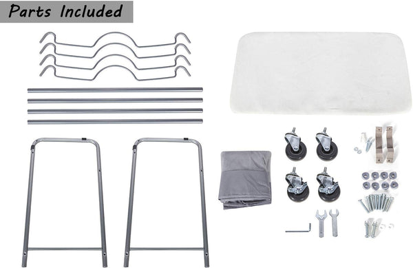 STORAGE MANIAC Laundry Sorter with Ironing Board 3-Section Heavy-Duty Rolling Laundry Cart with Free Laundry Hamper, Grey