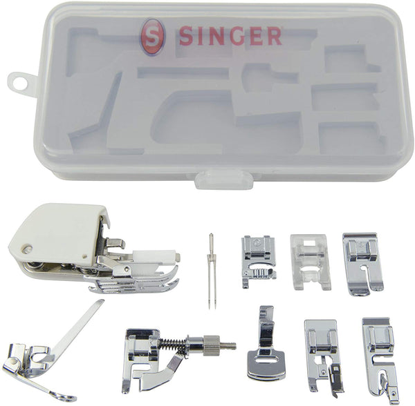 Singer Sewing Machine Accessory Kit, Including 9 Presser Feet, Twin Needle, and Case, Clear