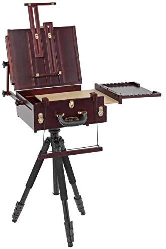 Soho Urban Artist Plein Aire Pochade Box and Aluminum Artist Tripod - French Easel with Storage