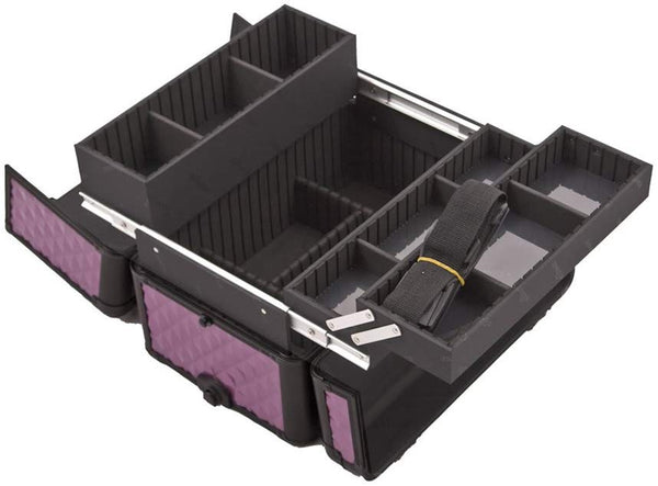 Sunrise I3266DMPLB Purple Diamond Professional Rolling Aluminum Cosmetic Makeup Craft Storage Organizer Case French