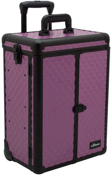 Sunrise I3266DMPLB Purple Diamond Professional Rolling Aluminum Cosmetic Makeup Craft Storage Organizer Case French