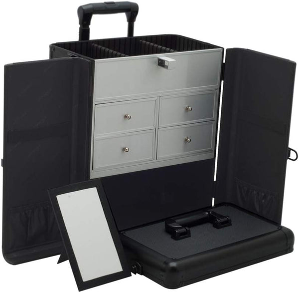 Sunrise I3565DTAB Black Dot Professional Rolling Aluminum Cosmetic Makeup French Door
