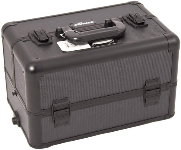 Sunrise I3565DTAB Black Dot Professional Rolling Aluminum Cosmetic Makeup French Door Opening Craft Storage Organizer Case