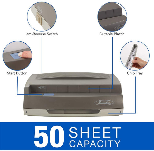 Swingline Electric 3 Hole Punch, Medium Duty Hole Puncher, 50 Sheet Punch Capacity, 350MD, Gray (9800350)