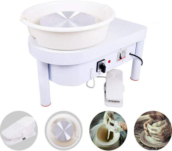 Tech-L Pottery Wheel 350W 25cm Pottery Forming Machine Art Craft DIY Clay Tool Electric Ceramics Wheel with Foot Pedal and Detachable Basin