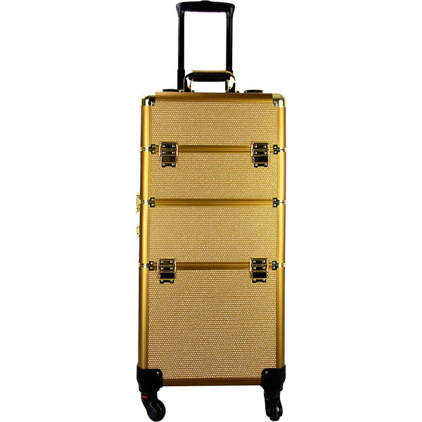 Ver Beauty 2-in-1 Hair Stylist Organizer Makeup Rolling Case, Krystal Gold