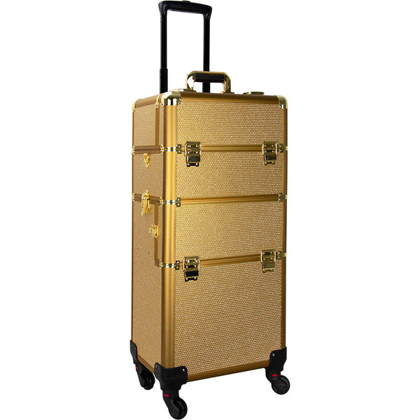 Ver Beauty 2-in-1 Hair Stylist Organizer Makeup Rolling Case, Krystal Gold
