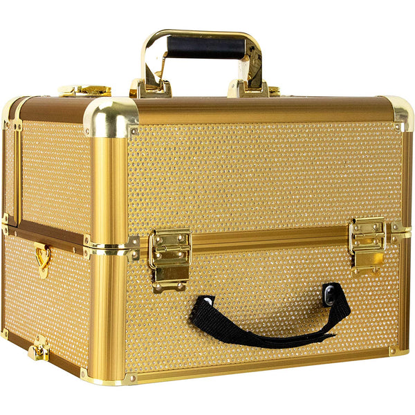 Ver Beauty 2-in-1 Hair Stylist Organizer Makeup Rolling Case, Krystal Gold