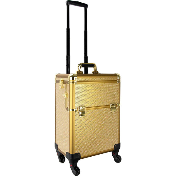 Ver Beauty 2-in-1 Hair Stylist Organizer Makeup Rolling Case, Krystal Gold