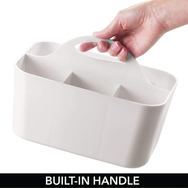mDesign Plastic Portable Craft Storage Organizer Caddy Tote, Divided Basket Bin