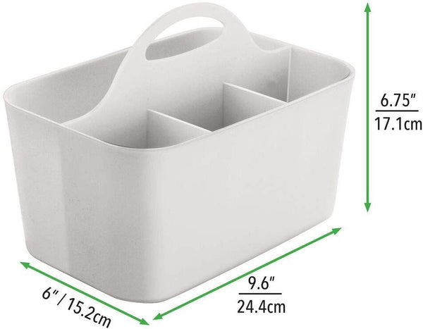 mDesign Plastic Portable Craft Storage Organizer Caddy Tote, Divided Basket Bin