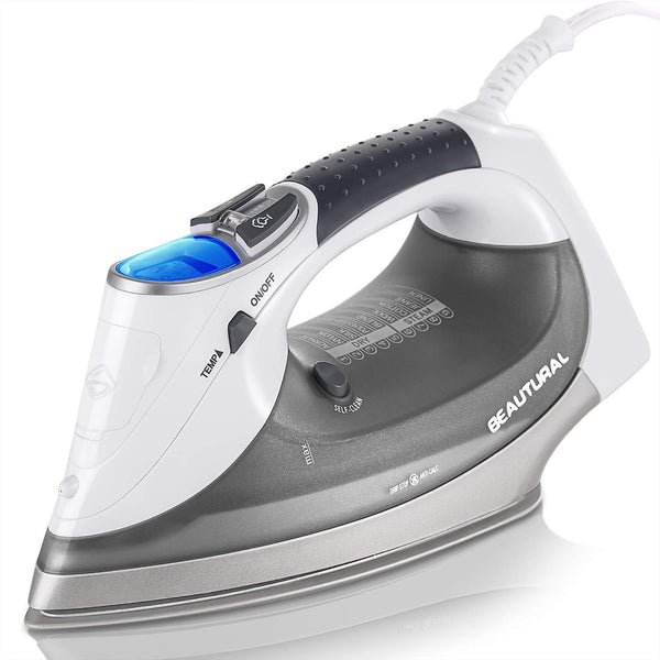 BEAUTURAL 1800-Watt Steam Iron with Digital LCD Screen, Double-Layer and Ceramic Coated Soleplate, 3-Way Auto-Off