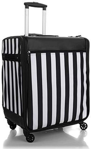 Debbee Flip 'N Pack Expandable Rolling Craft Storage Case Black White Striped