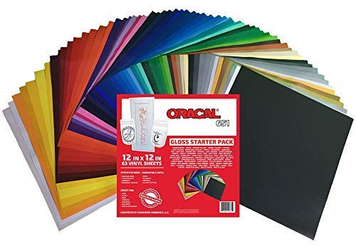 Oracal 651 Popular Pack - Adhesive Craft Vinyl for Cricut, Silhouette, Cameo, Craft Cutters, Printers, and Decals ((63) Sheets)