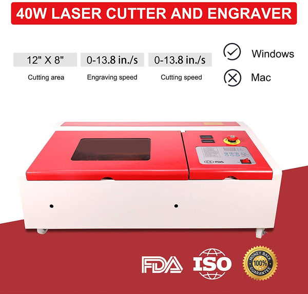 Orion Motor Tech 40W Co2 Laser Engraving Cutting Machine, Digital Control 12" x 8" K40 Desktop DIY Wood Laser Engraver Cutter
