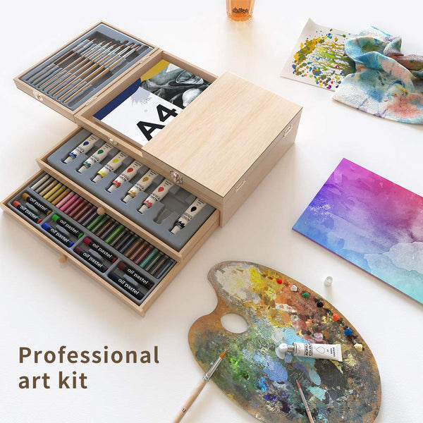 Professional Art Set 85 Piece with 3 x 50 Page Drawing Pad, Deluxe Art Set