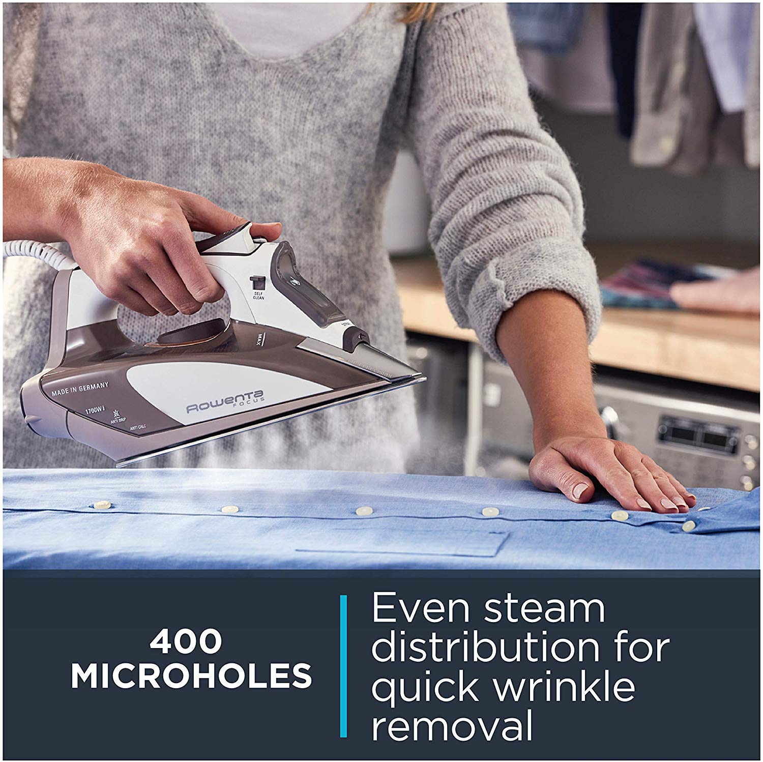 Rowenta DW5080 1700 Watt Micro Steam Iron Stainless Steel Soleplate wi Pete s Arts Crafts and Sewing